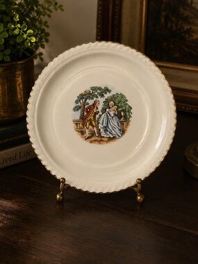 Romantic Cottage Grandmillennial Courtship Plate Wall Harker Pottery 22KT Gold